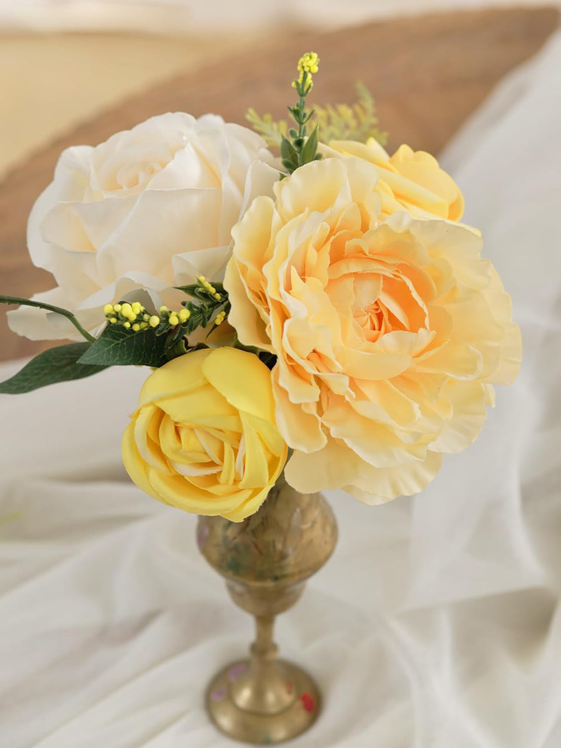 Yellow & Champange DIY Wedding Artificial Roses Flowers Combo Box