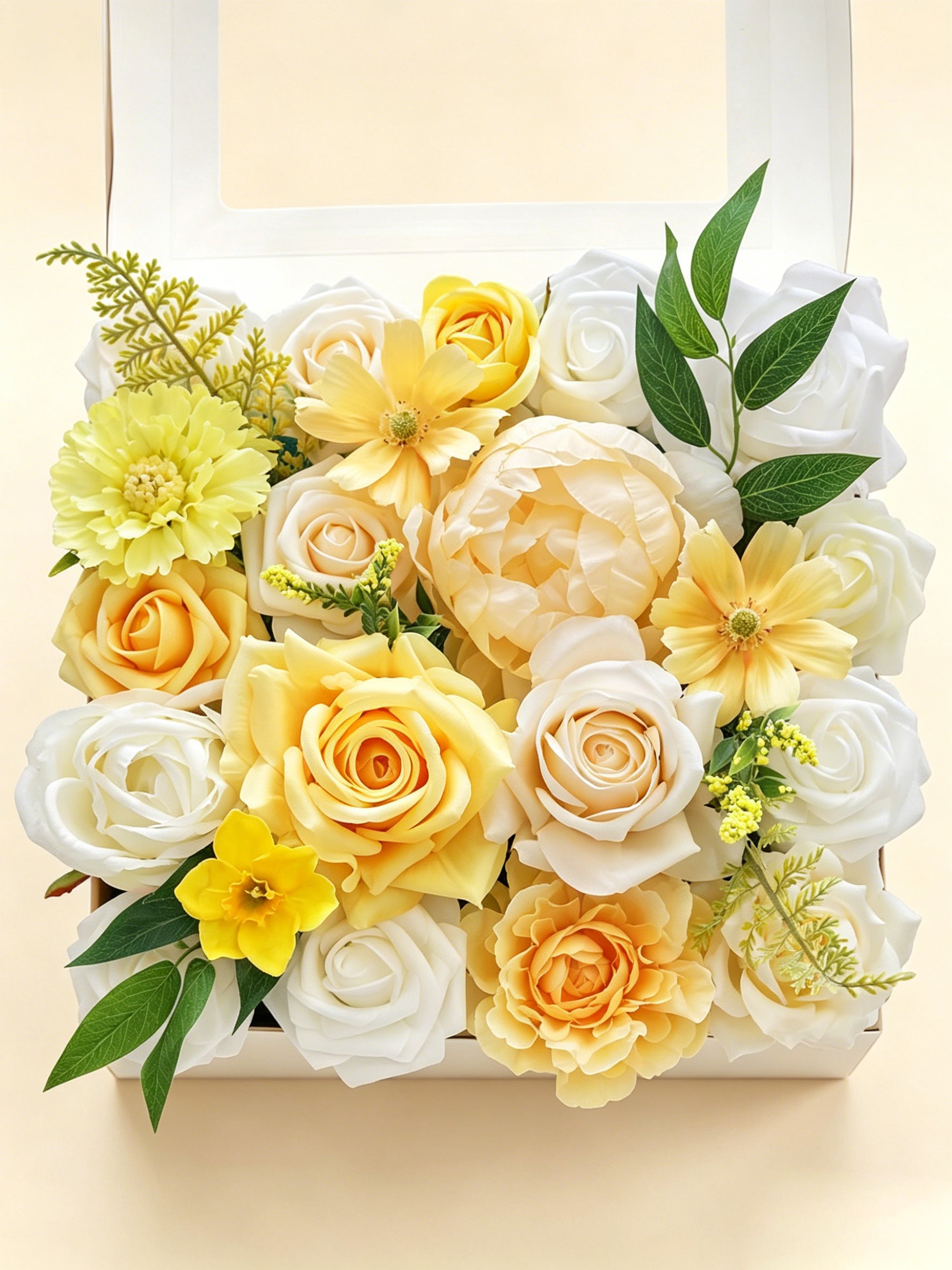 Yellow & Champange DIY Wedding Artificial Roses Flowers Combo Box