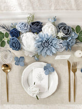 Dusty Blue and White DIY Wedding Artificial Flowers Combo Box