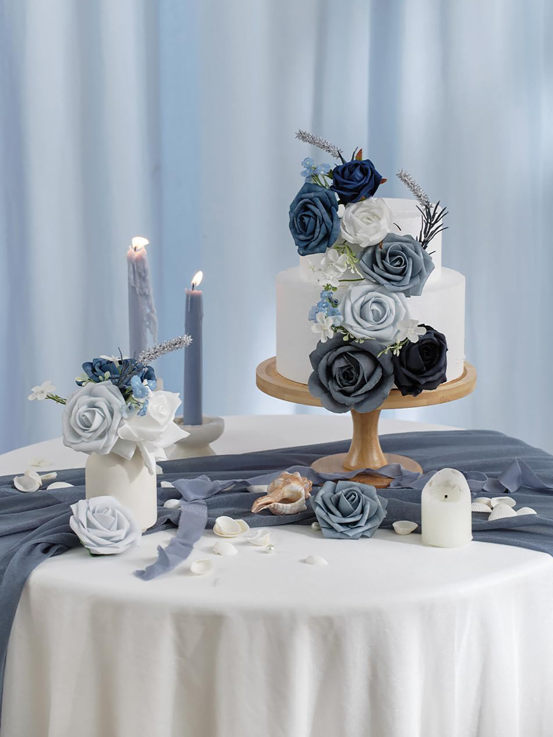 Dusty Blue and White DIY Wedding Artificial Flowers Combo Box