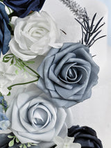 Dusty Blue and White DIY Wedding Artificial Flowers Combo Box