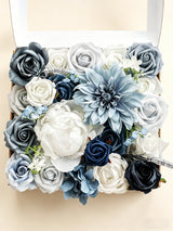 Dusty Blue and White DIY Wedding Artificial Flowers Combo Box