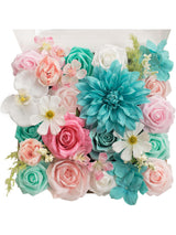 Teal Blue & Pink DIY Wedding Artificial Flowers Combo Box