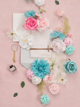 Teal Blue & Pink DIY Wedding Artificial Flowers Combo Box