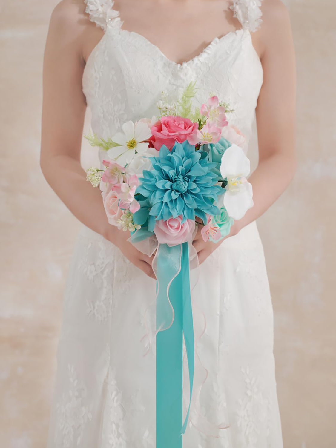 Teal Blue & Pink DIY Wedding Artificial Flowers Combo Box