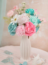 Teal Blue & Pink DIY Wedding Artificial Flowers Combo Box