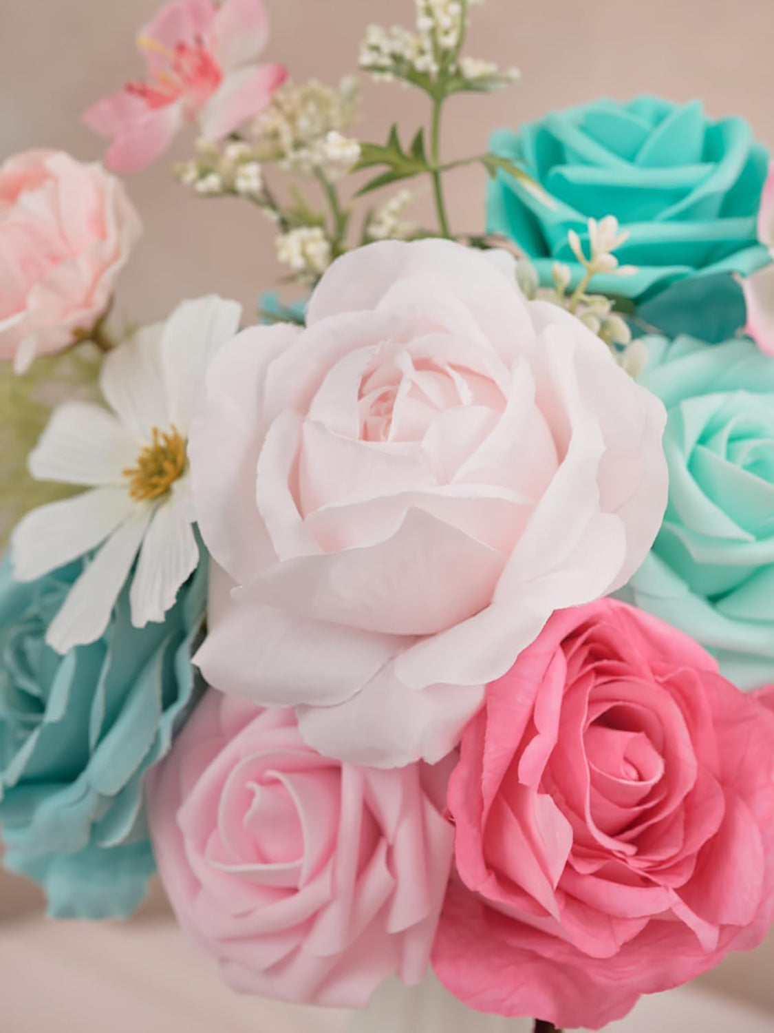 Teal Blue & Pink DIY Wedding Artificial Flowers Combo Box