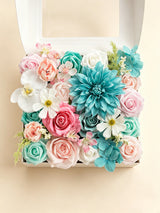 Teal Blue & Pink DIY Wedding Artificial Flowers Combo Box