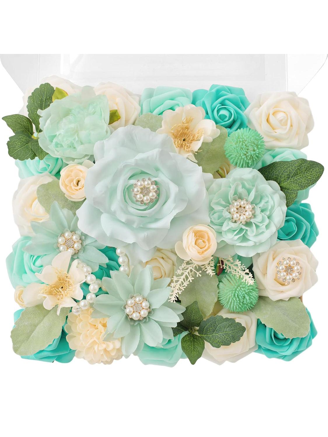 Teal Green&Champagne DIY Wedding Artificial Roses Flowers Combo Box
