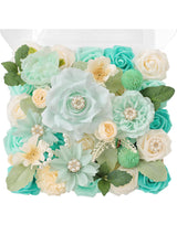 Teal Green&Champagne DIY Wedding Artificial Roses Flowers Combo Box