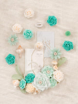 Teal Green&Champagne DIY Wedding Artificial Roses Flowers Combo Box