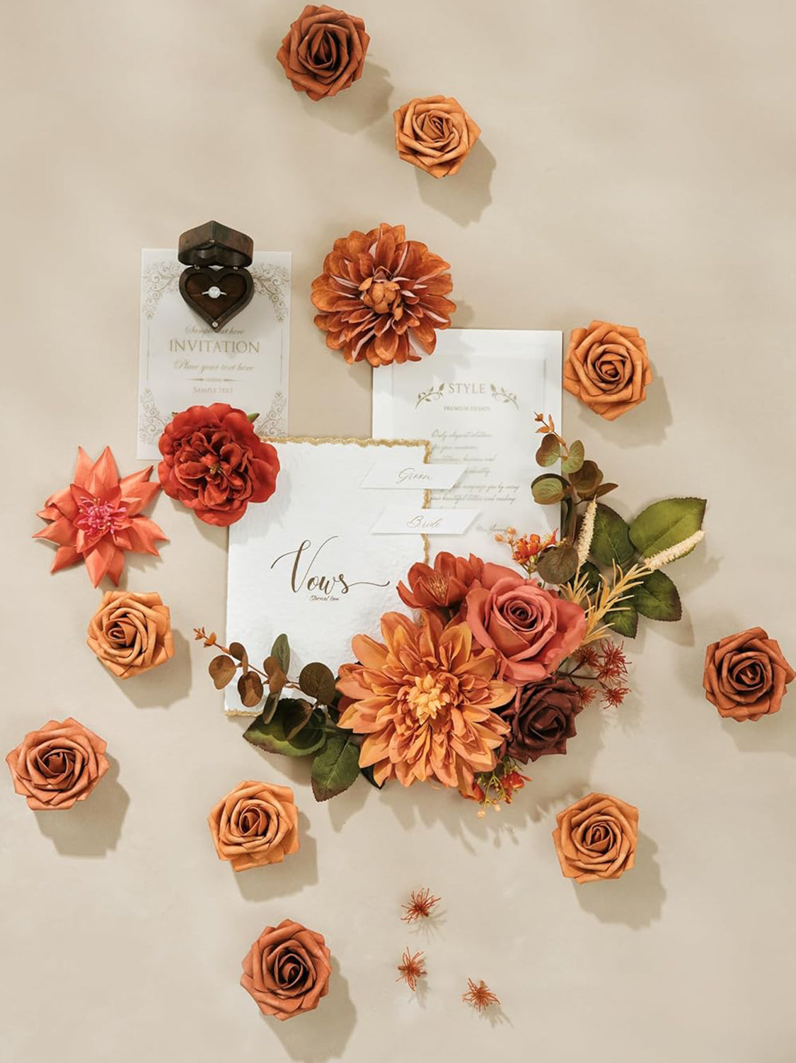 Deep Burnt Orange DIY Wedding Artificial Flowers Combo Box