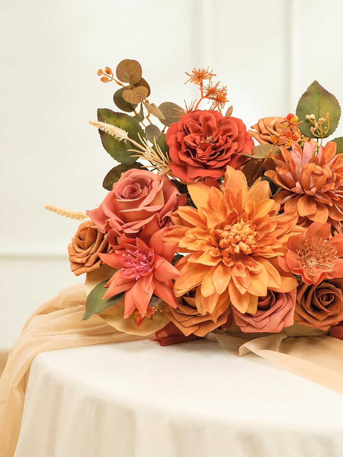 Deep Burnt Orange DIY Wedding Artificial Flowers Combo Box