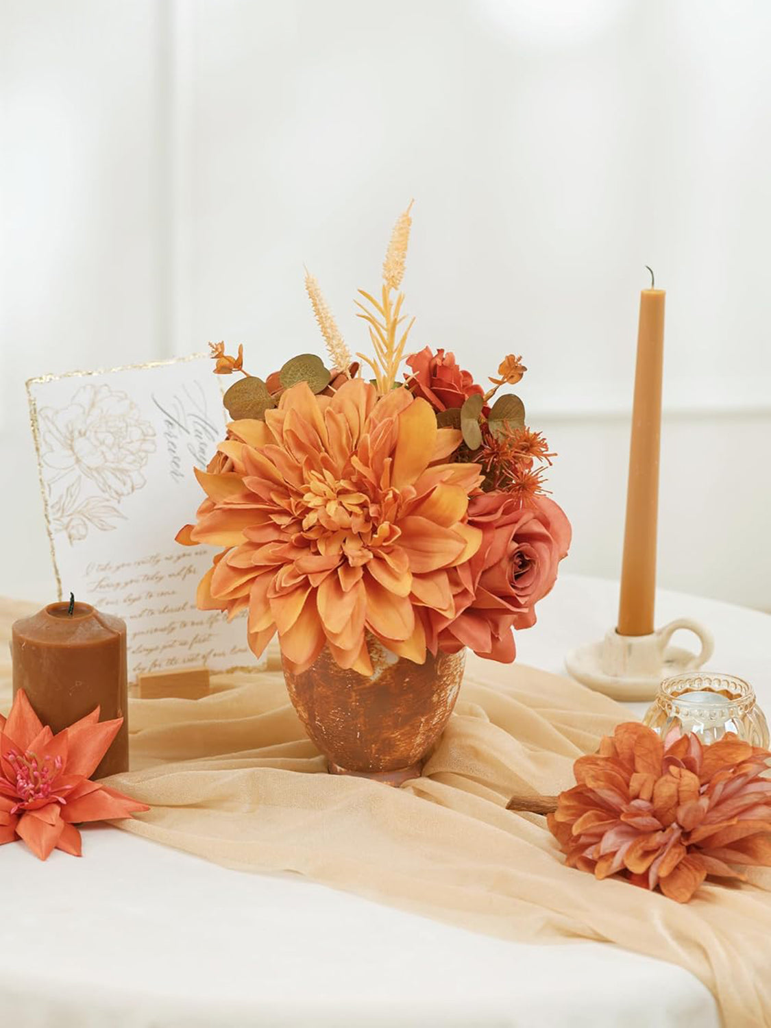 Deep Burnt Orange DIY Wedding Artificial Flowers Combo Box