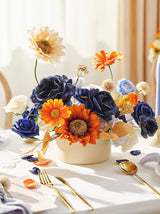 Orange & Navy Blue DIY Wedding Artificial Flowers Combo Box