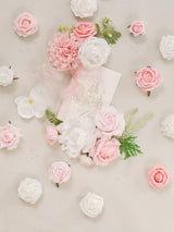 Blush Pink & White DIY Wedding Artificial Rose Flowers Combo Box