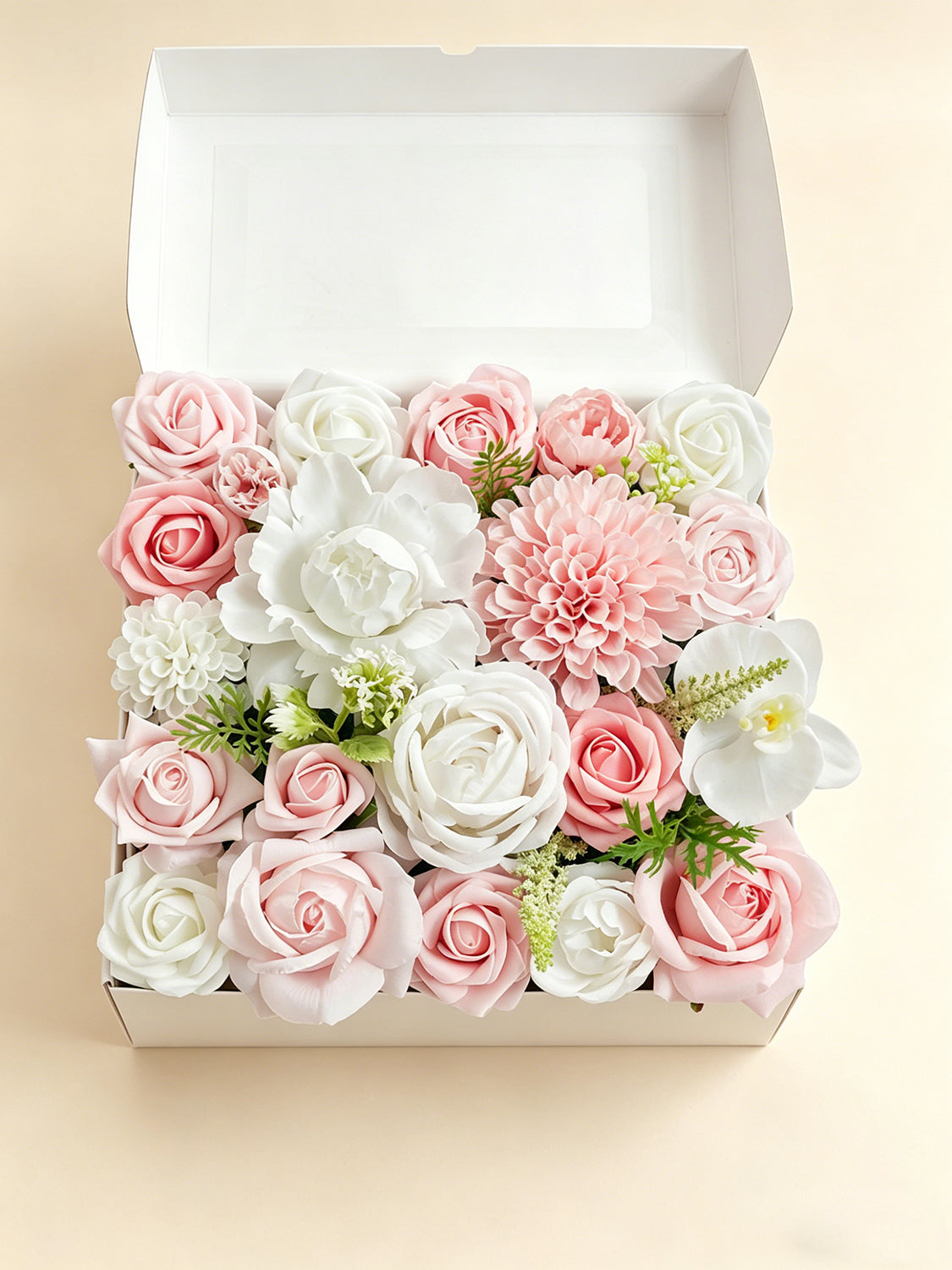 Blush Pink & White DIY Wedding Artificial Rose Flowers Combo Box