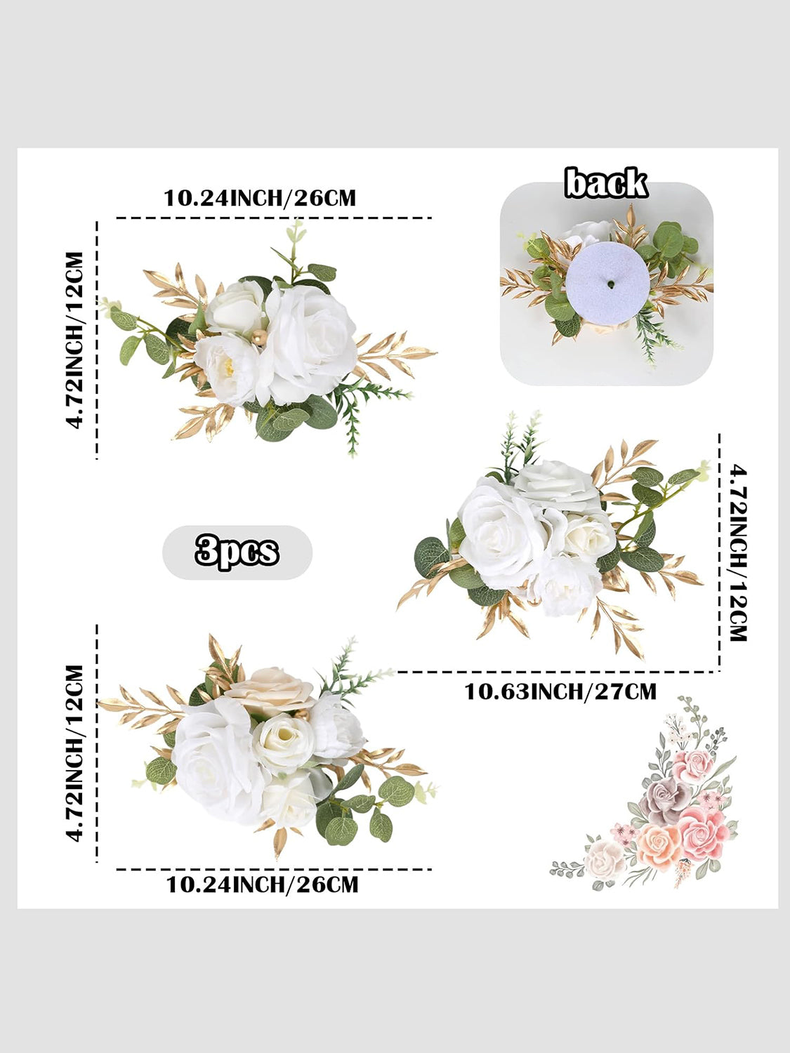 White Artificial Cake Flowers for Wedding Cake Decorating