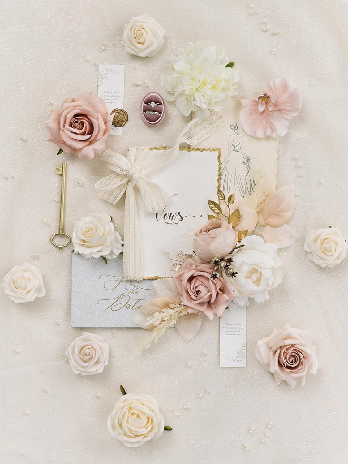 Dusty Rose & Champange DIY Wedding Artificial Rose Flowers Combo Box