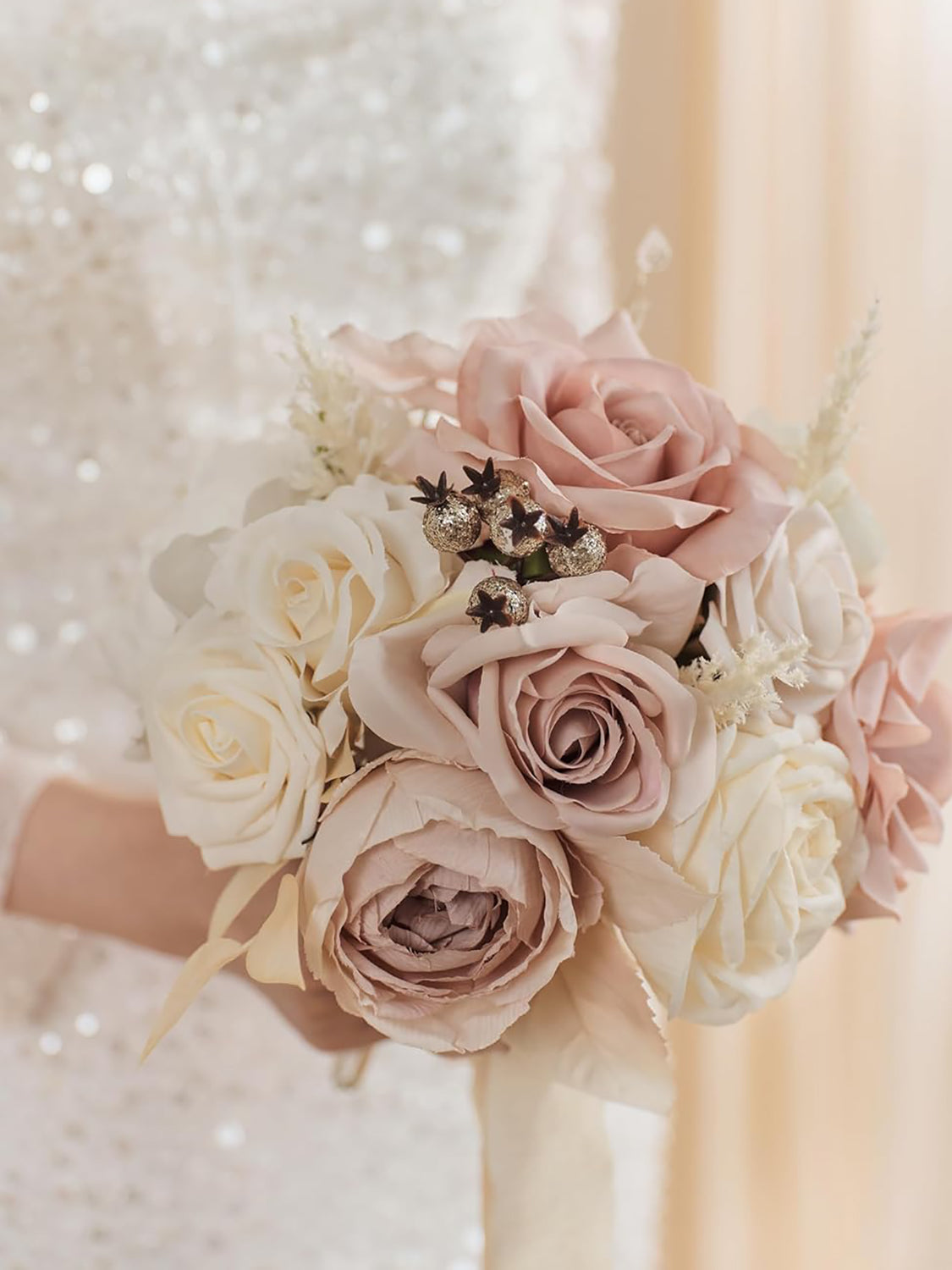 Dusty Rose & Champange DIY Wedding Artificial Rose Flowers Combo Box