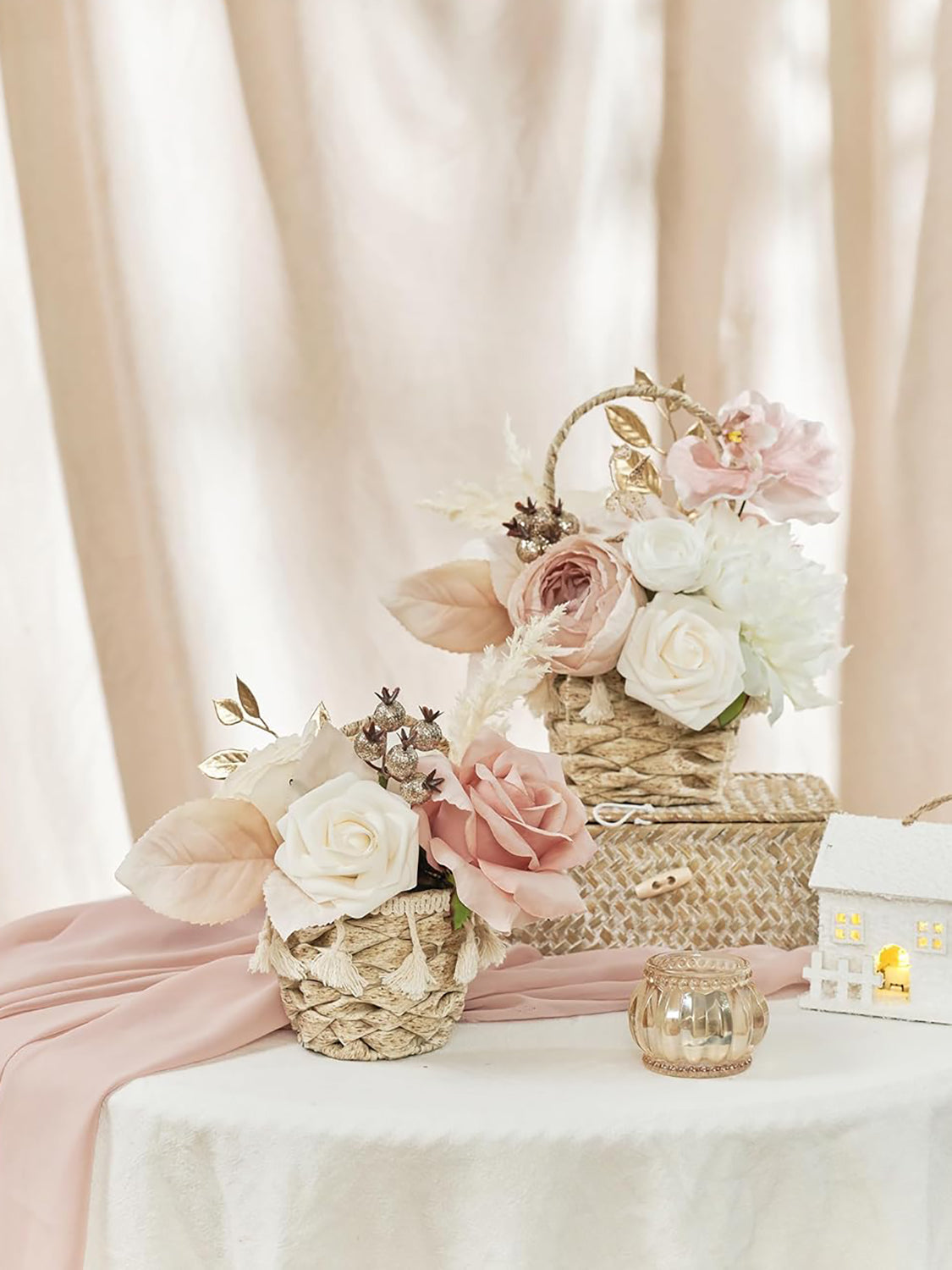 Dusty Rose & Champange DIY Wedding Artificial Rose Flowers Combo Box