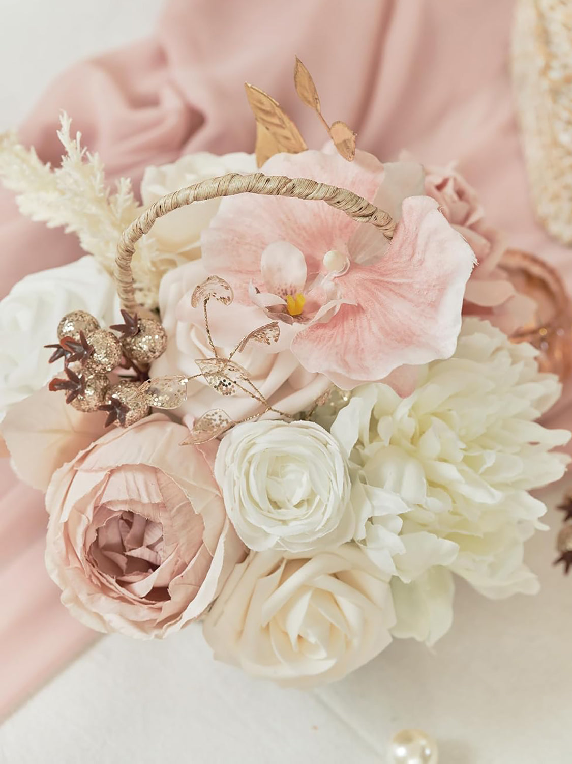 Dusty Rose & Champange DIY Wedding Artificial Rose Flowers Combo Box