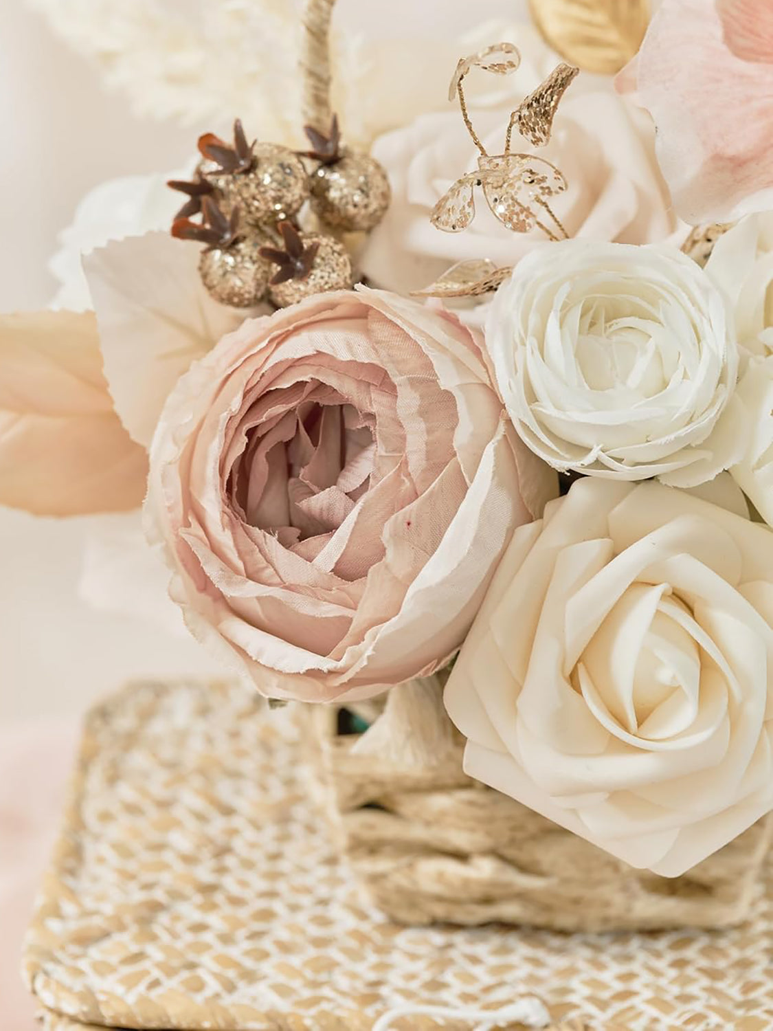Dusty Rose & Champange DIY Wedding Artificial Rose Flowers Combo Box