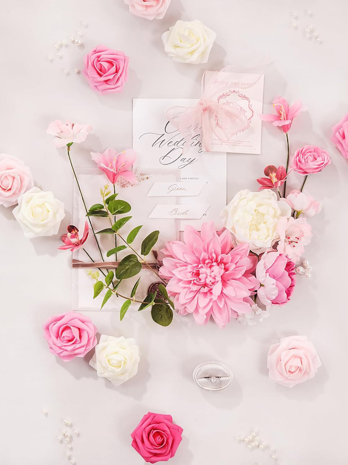Hot Pink & White DIY Wedding Artificial Flowers Combo Box