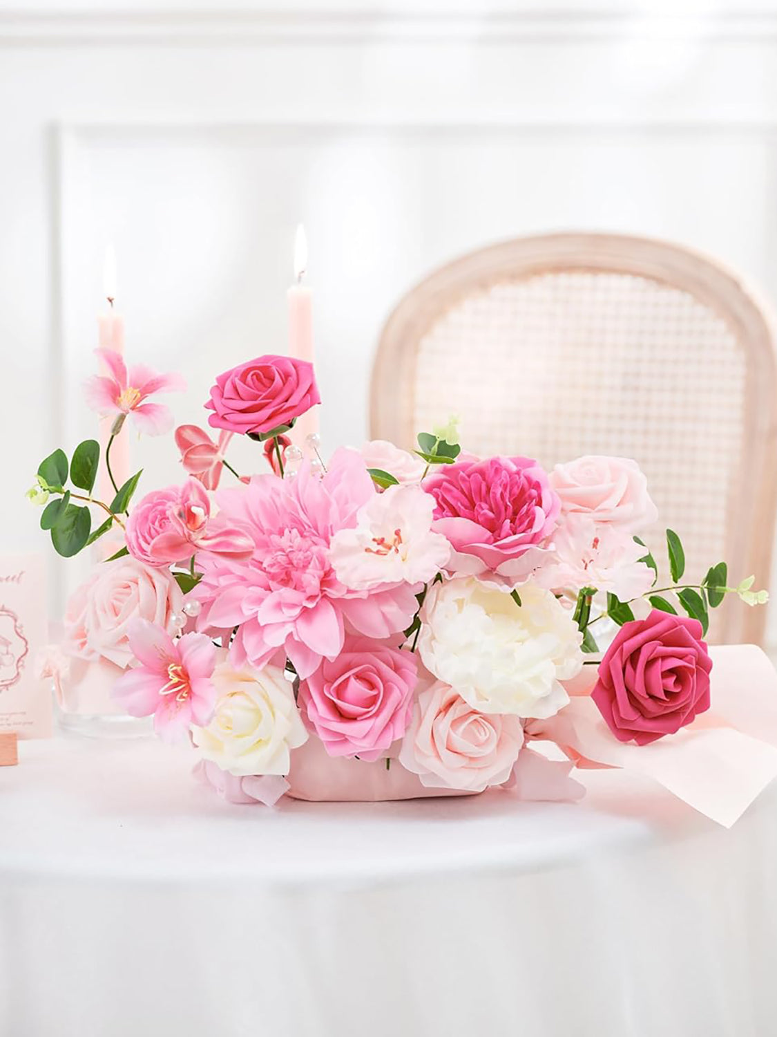 Hot Pink & White DIY Wedding Artificial Flowers Combo Box