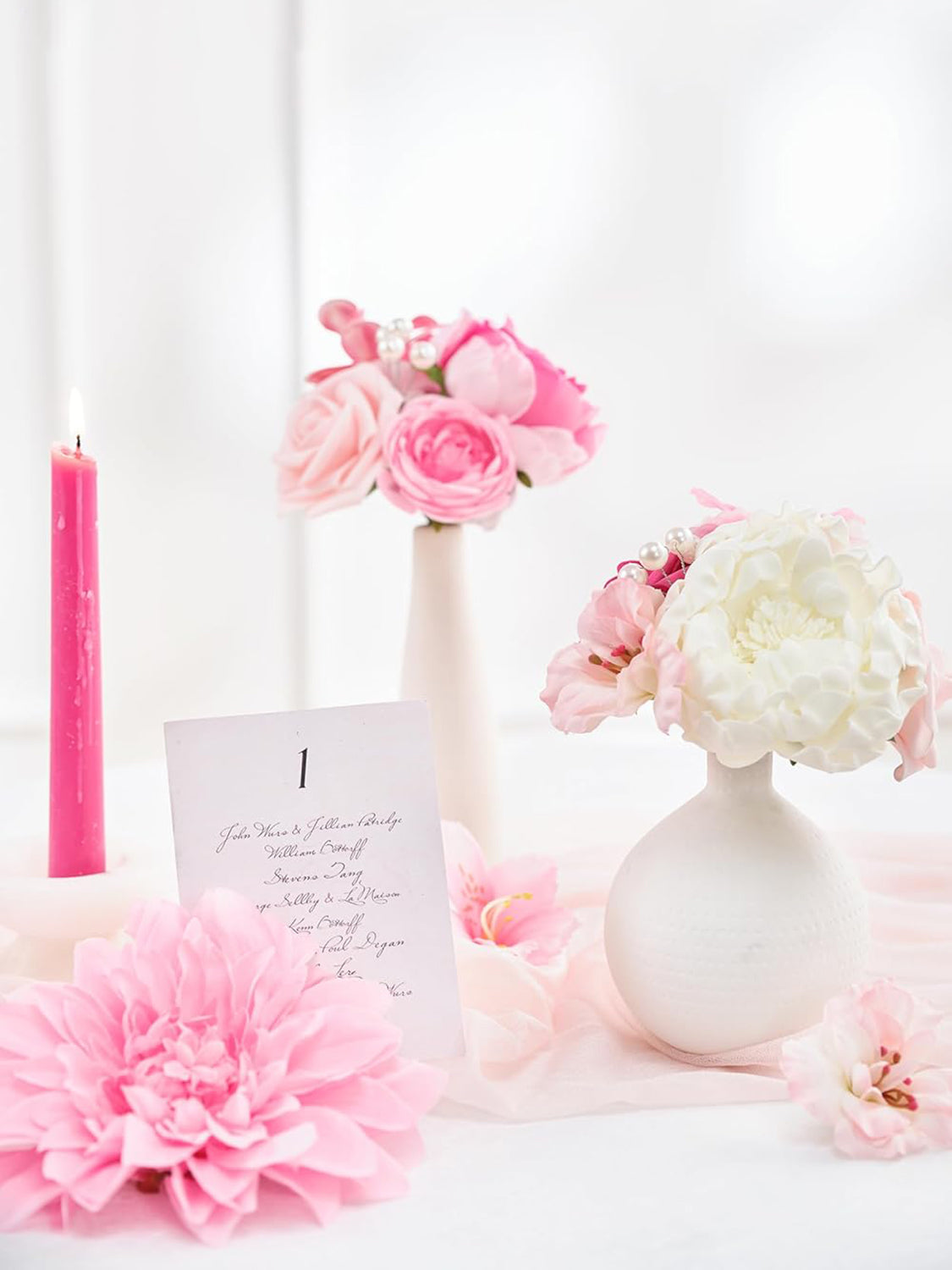 Hot Pink & White DIY Wedding Artificial Flowers Combo Box