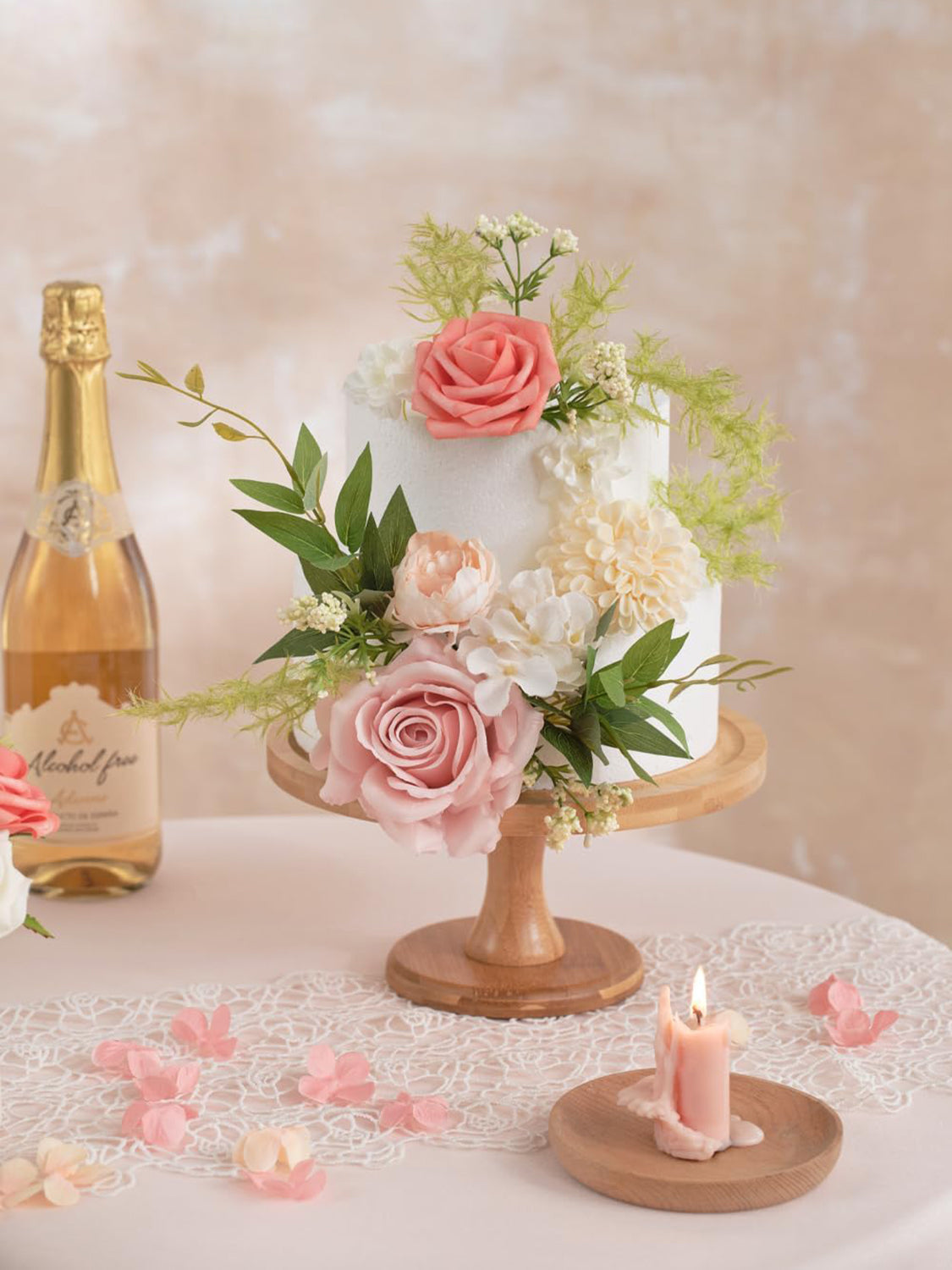 Pink & Champagne DIY Wedding Artificial Rose Flowers Combo Box