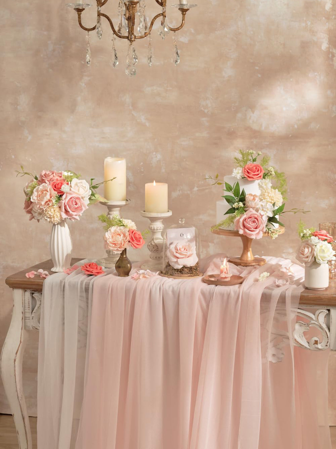 Pink & Champagne DIY Wedding Artificial Rose Flowers Combo Box