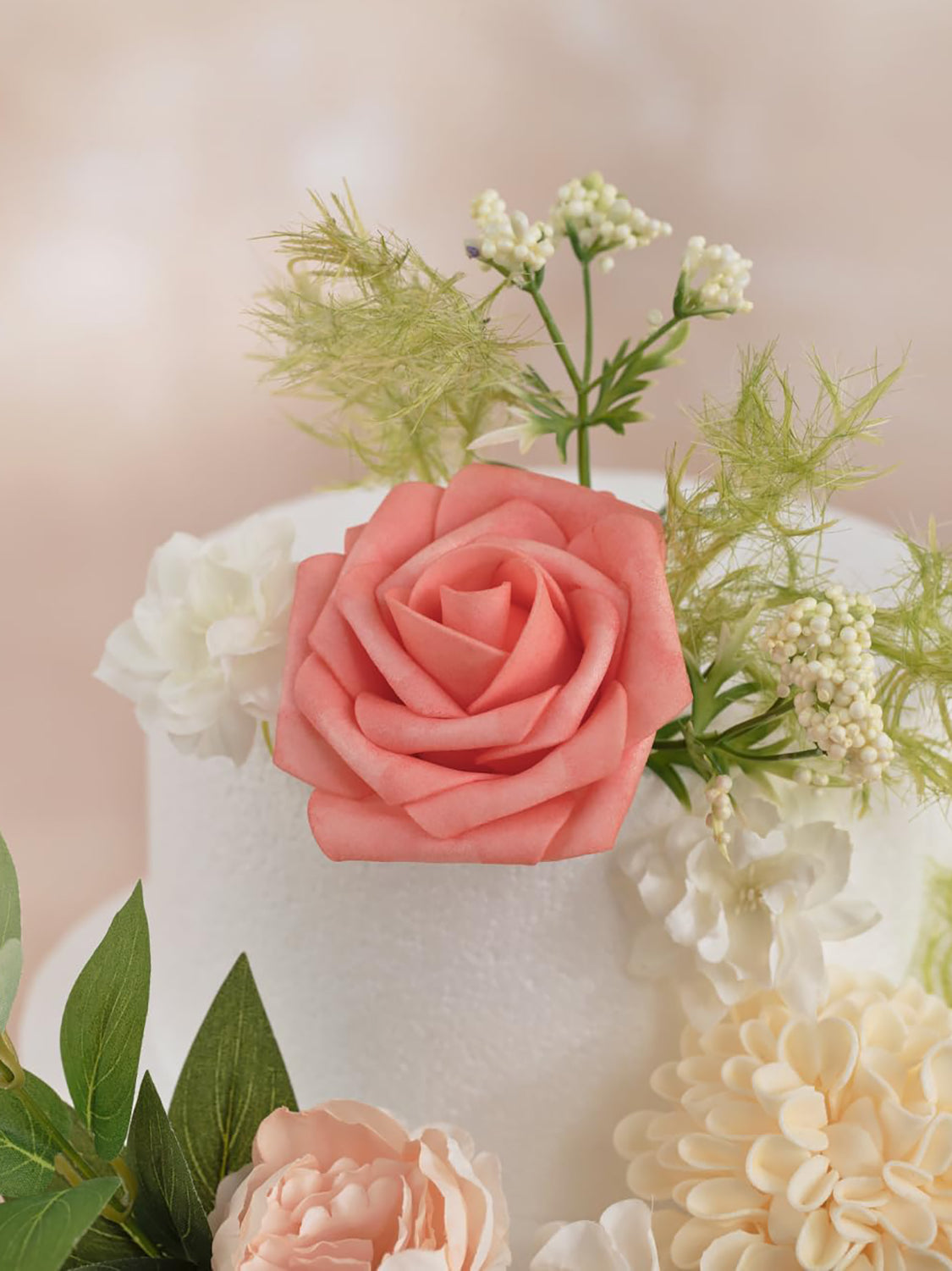 Pink & Champagne DIY Wedding Artificial Rose Flowers Combo Box