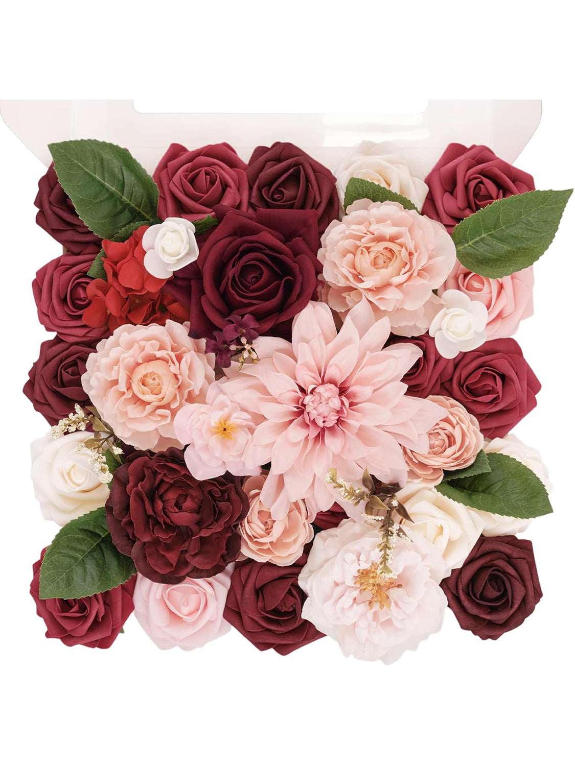 Burgundy & Pink DIY Wedding Artificial Flowers Combo Box