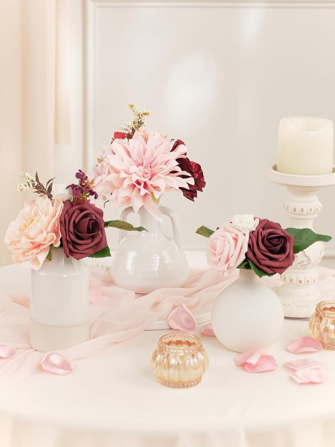 Burgundy & Pink DIY Wedding Artificial Flowers Combo Box