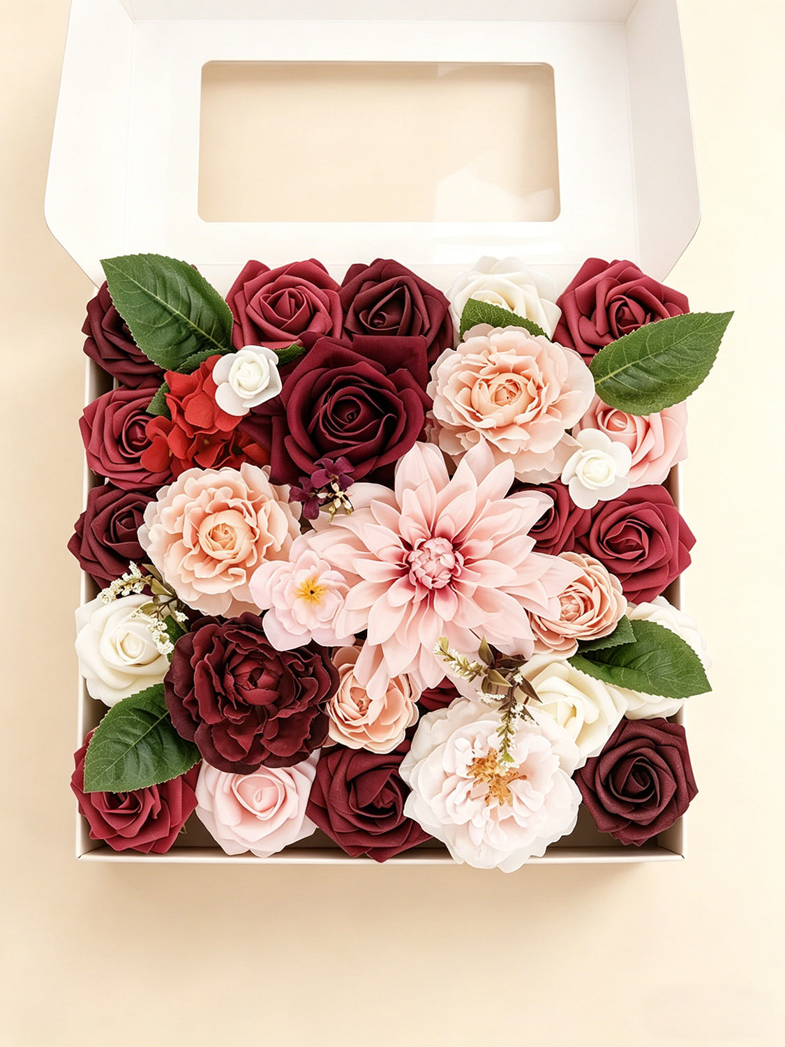 Burgundy & Pink DIY Wedding Artificial Flowers Combo Box