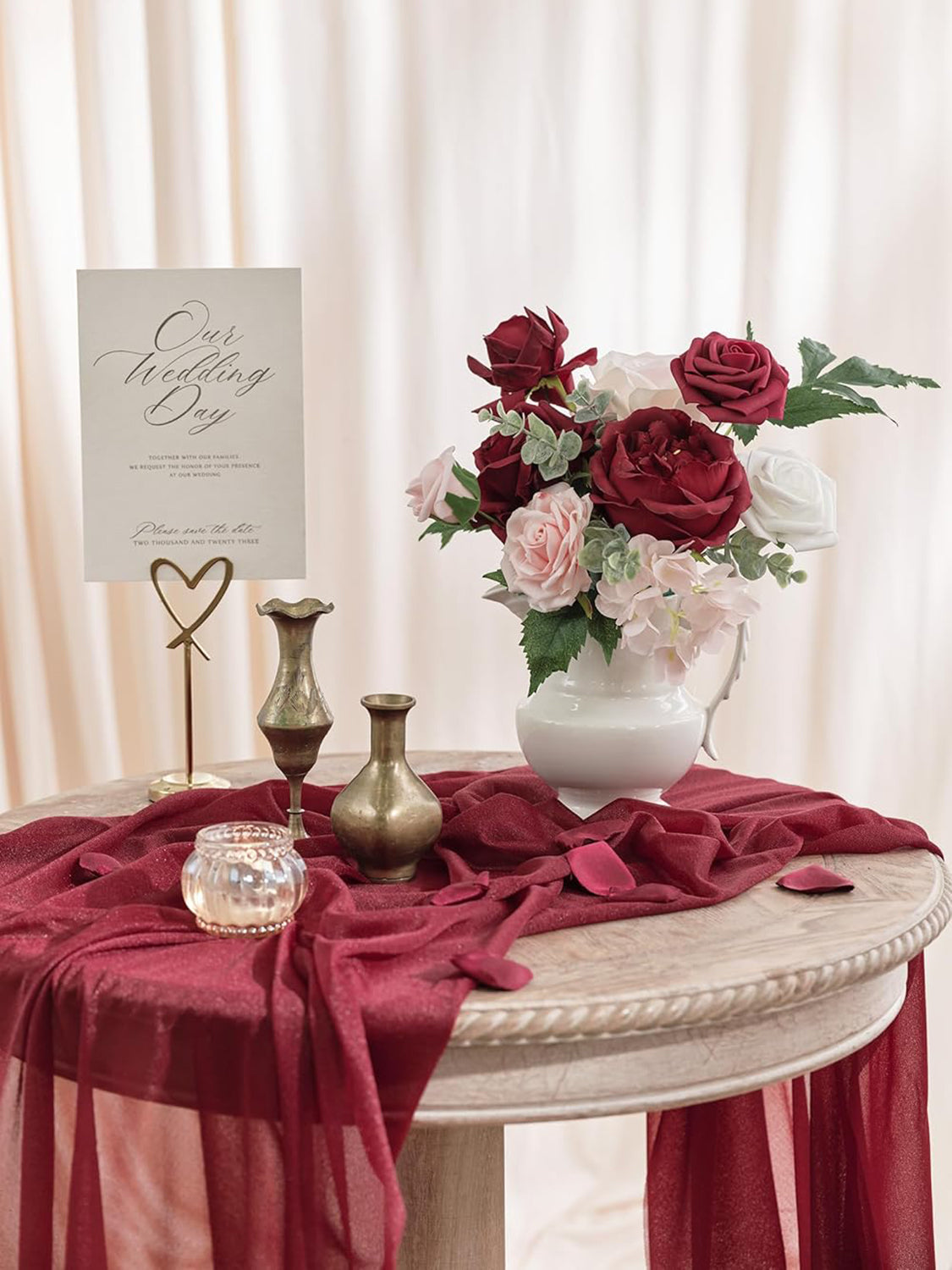 Red & Blush Pink DIY Wedding Artificial Flowers Combo Box