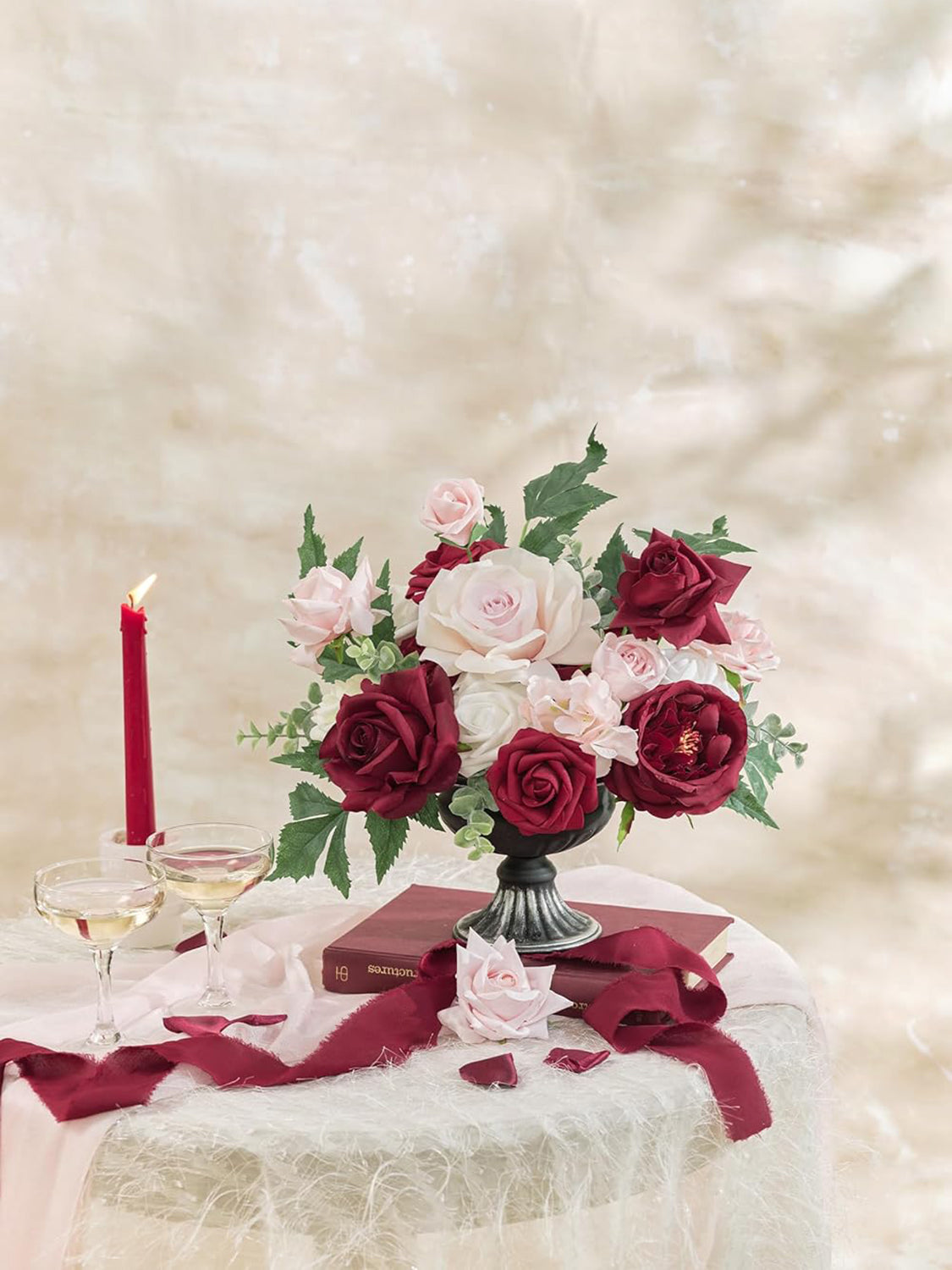 Red & Blush Pink DIY Wedding Artificial Flowers Combo Box