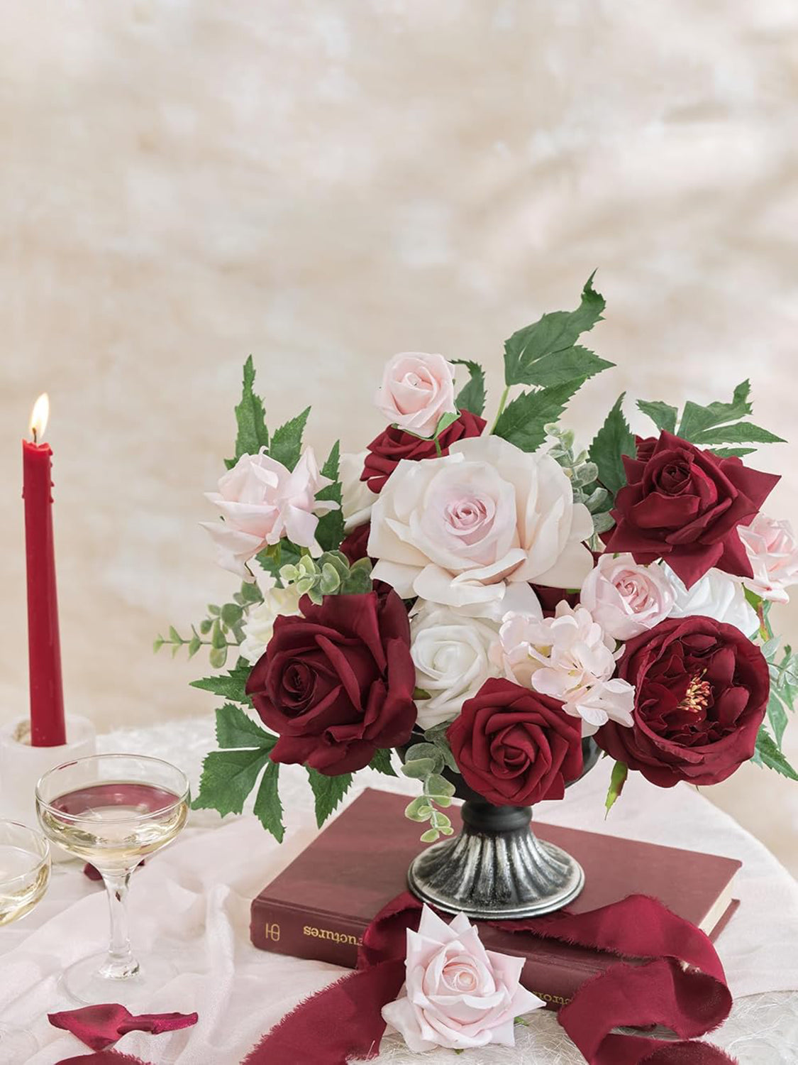 Red & Blush Pink DIY Wedding Artificial Flowers Combo Box