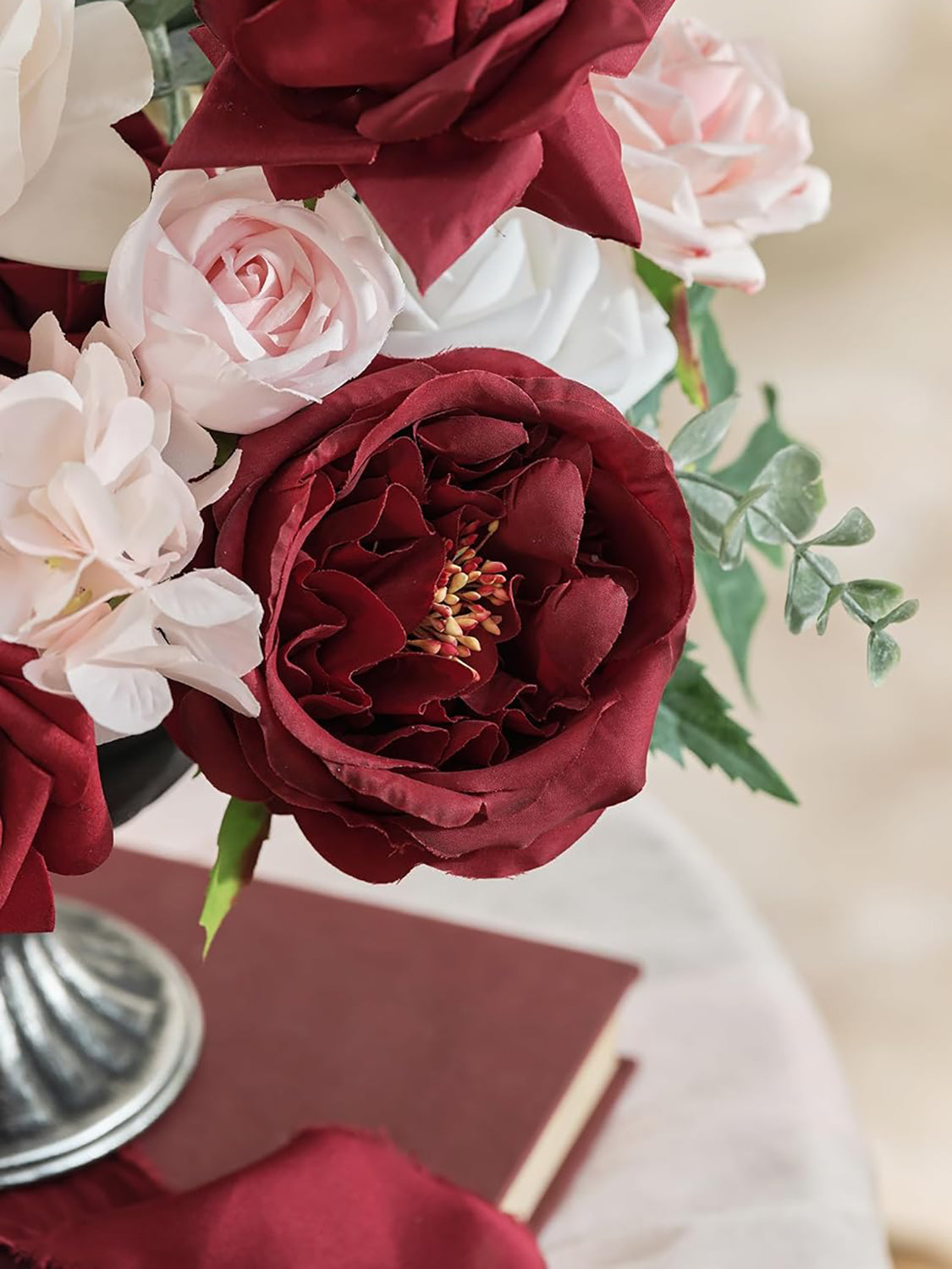 Red & Blush Pink DIY Wedding Artificial Flowers Combo Box