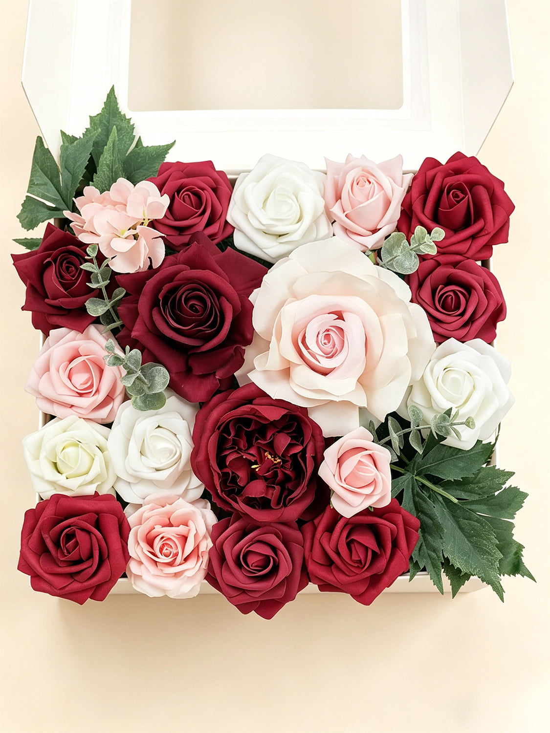 Red & Blush Pink DIY Wedding Artificial Flowers Combo Box