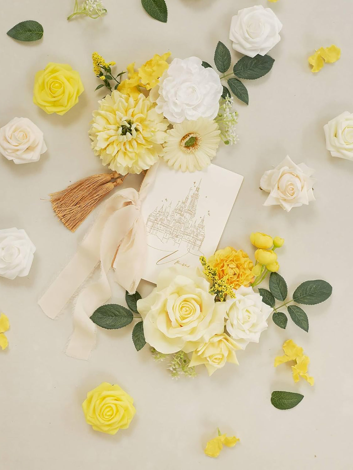 Lemon Yellow DIY Wedding Artificial Rose Flowers Combo Box