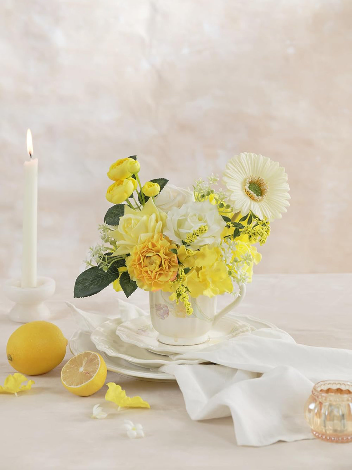 Lemon Yellow DIY Wedding Artificial Rose Flowers Combo Box