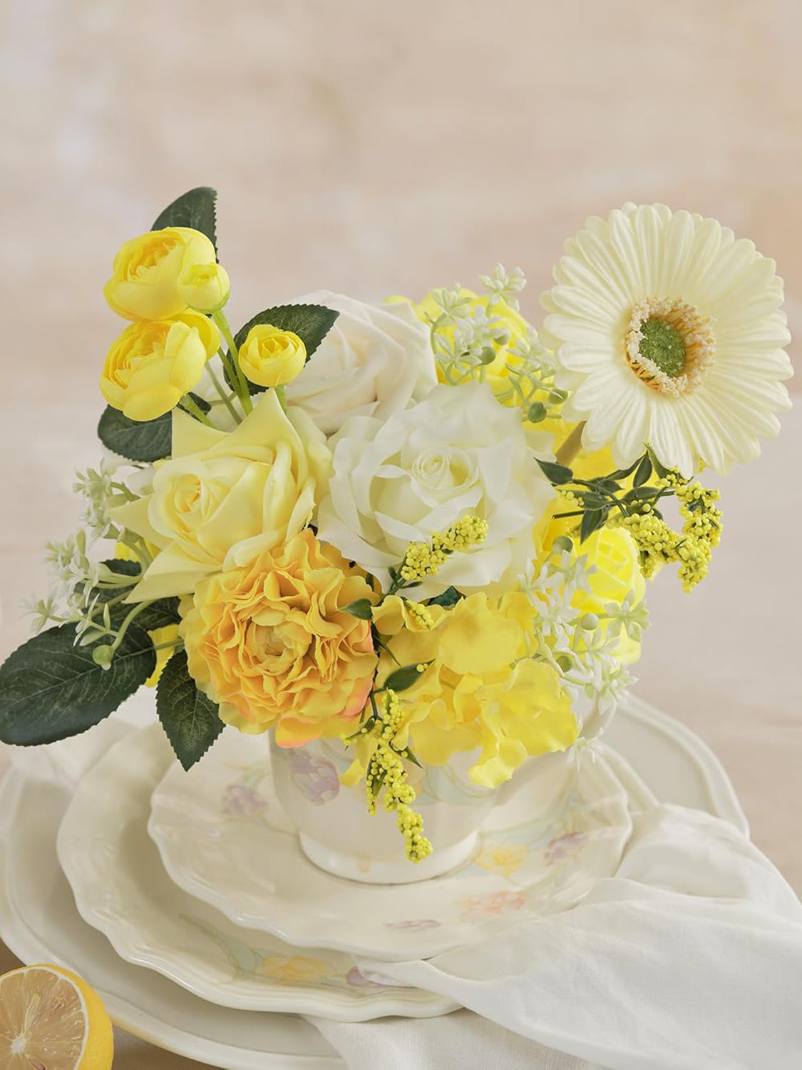 Lemon Yellow DIY Wedding Artificial Rose Flowers Combo Box