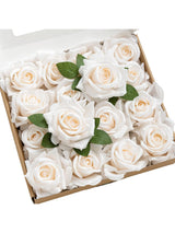 Cream Artificial Flowers 16pcs Cream Silk Roses DIY Box