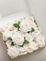 Cream Artificial Flowers 16pcs Cream Silk Roses DIY Box