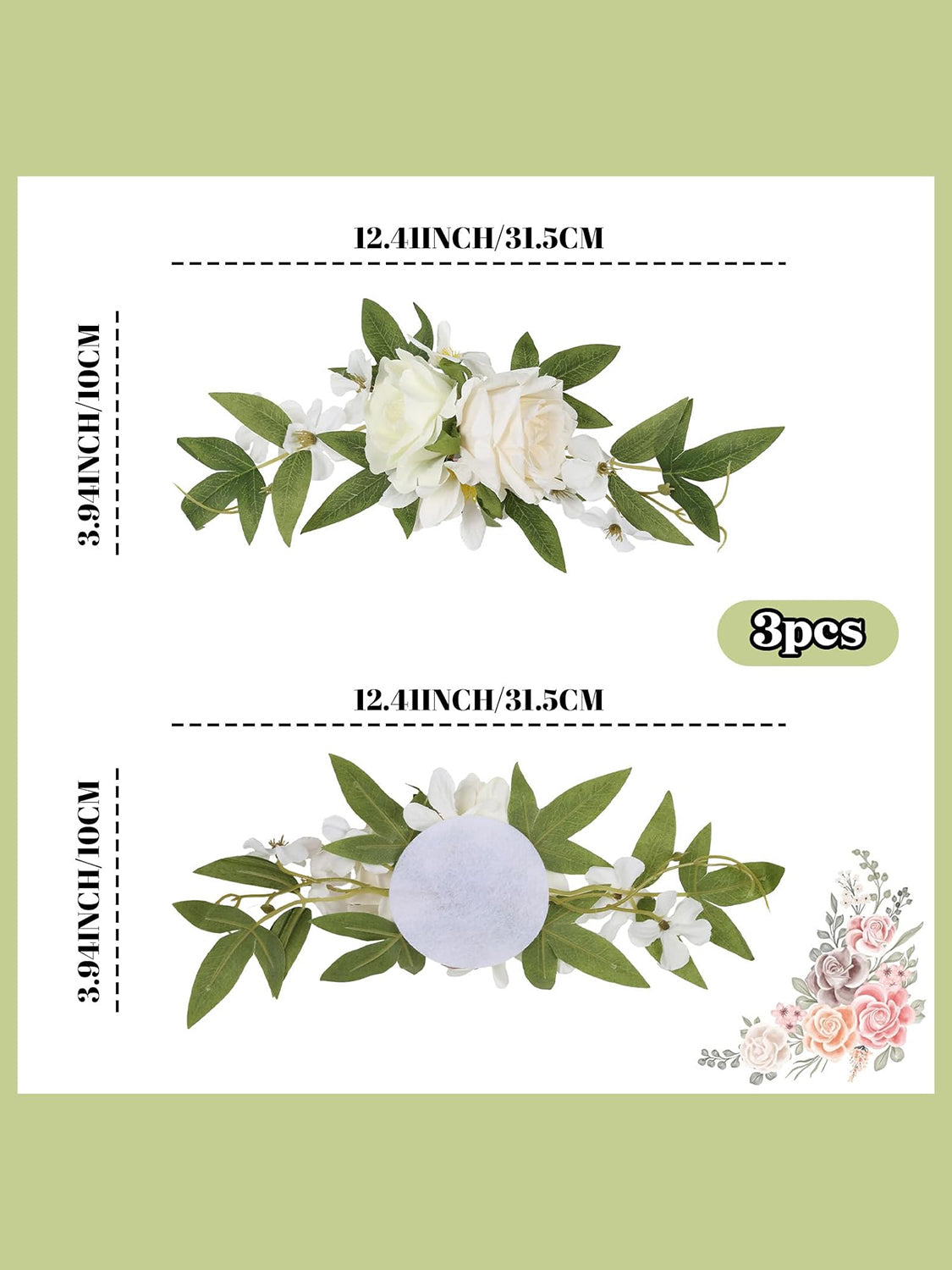 White Ivory Faux Cake Flowers Topper For Wedding Decorations 3 Pack