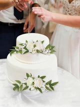 White Ivory Faux Cake Flowers Topper For Wedding Decorations 3 Pack