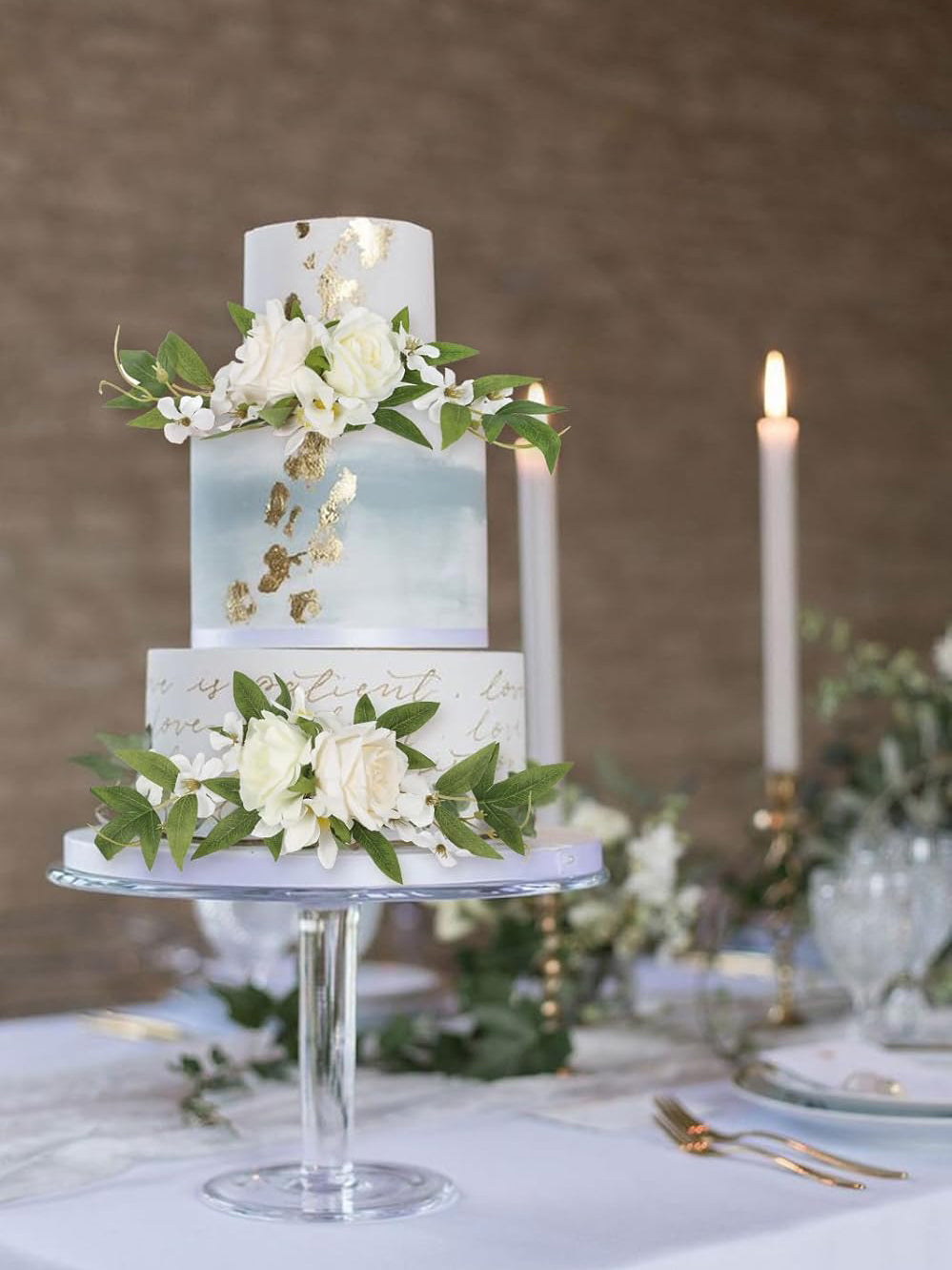 White Ivory Faux Cake Flowers Topper For Wedding Decorations 3 Pack