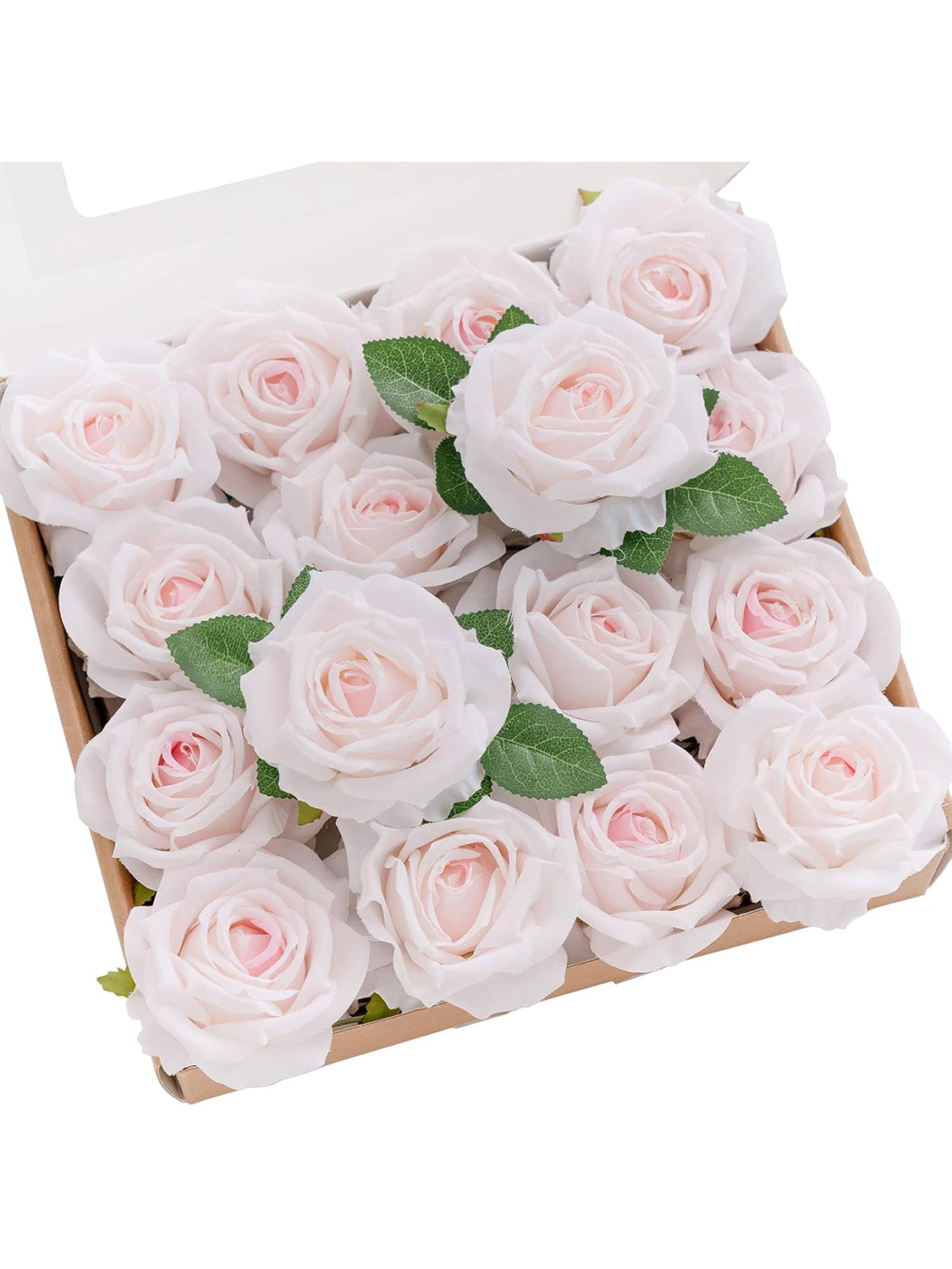 Baby Pink Artificial Flowers 16pcs Cream Silk Roses DIY Box